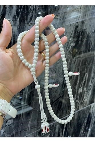 Kırmızı Zirkon Taş Detaylı Gümüş Kazaziye Namaz Tesbihi-1