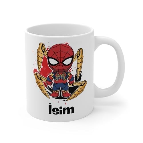 Kişiye Özel Marvel Avengers Marvel Süper Kahramanlar Kupa Bardak Marvel Kupa Bardak (11 Karakter) (Örümcek Adam, Beyaz)