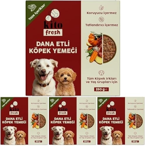Kito Fresh Dana Etli Köpek Yemeği%100 Taze İçerikli Mama 250 gr (4 paketi)