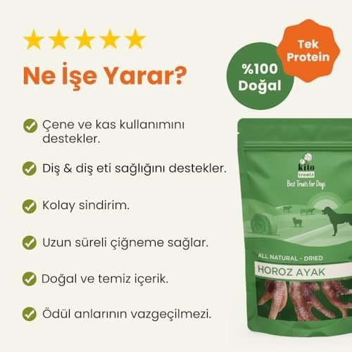 Kito Horoz Ayak Çiğnemelik Köpek Ödül Maması%100 Doğal, Glutensiz, Organik 100 gr (Dog Treat)