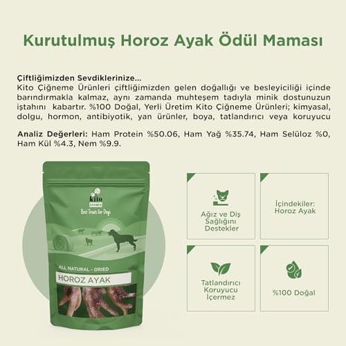 Kito Horoz Ayak Çiğnemelik Köpek Ödül Maması%100 Doğal, Glutensiz, Organik 100 gr (Dog Treat)
