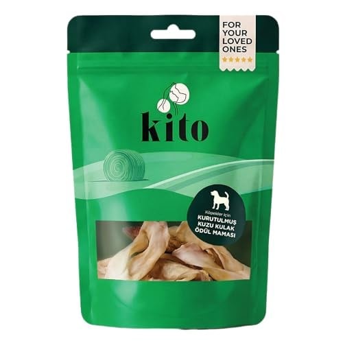 Kito Kurutulmuş Kuzu Kulak Çiğnemelik Köpek Ödül Maması %100 Doğal, Glutensiz, Organik 100 gr