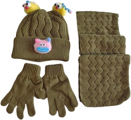 Kitti 4-8 Yaş Kız Çocuk Atkı Bere Eldiven İçi Polarlı 3lü Takım 24170-04