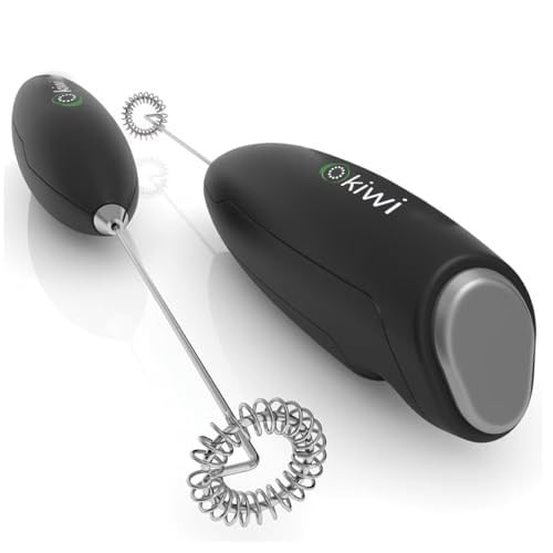 Kiwi KCW-1112 Kablosuz Pilli Süt Köpürtücü ve Kahve Karıştırıcı - Paslanmaz Çelik Uçlu, Ergonomik El Tipi Mini Mikser - Latte, Cappuccino, Frappe ve Sıcak Çikolata İçin Devirli Köpük Yapıcı (Siyah)