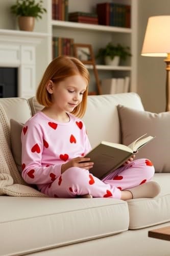 Kız Çocuk Bisiklet Yaka Standart Kol Kalp Baskılı Regular Kız Çocuk Örme Pijama Takımı%100 Pamuk - Seçenekler: 3-4 Yıl, 4-5 Yıl, 5-6 Yıl, 6-7 Yıl, 7-8 Yıl, 8-9 Yıl...