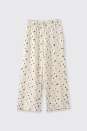 Kız Çocuk Çiçek Desenli Ekru Pijama Takımı 8 Yaş (128 cm)