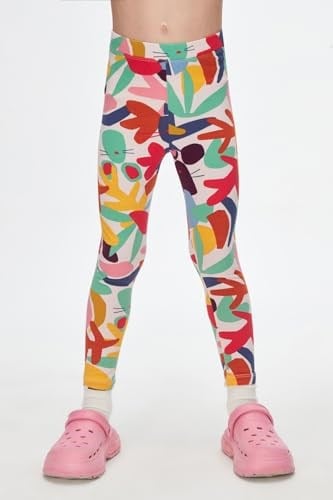 Kız Çocuk Cutouts Foliage Desen Tayt