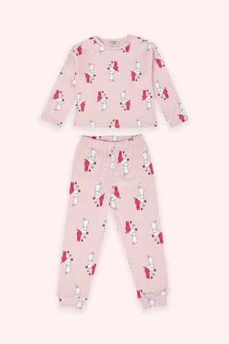 Kız Çocuk Desenli Pembe Pijama Takımı 3 Yaş (98 cm)