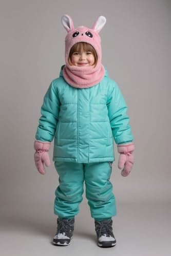 Kız Çocuk Kulaklı Bere Boyunluk Takım – Sevimli Tavşan Desenli Polar Kışlık Şapka & Atkı, 3-9 Yaş Somon