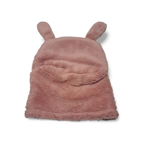 Kız Çocuk Kulaklı Bere Boyunluk Takım – Sevimli Tavşan Desenli Polar Kışlık Şapka & Atkı, 3-9 Yaş Somon