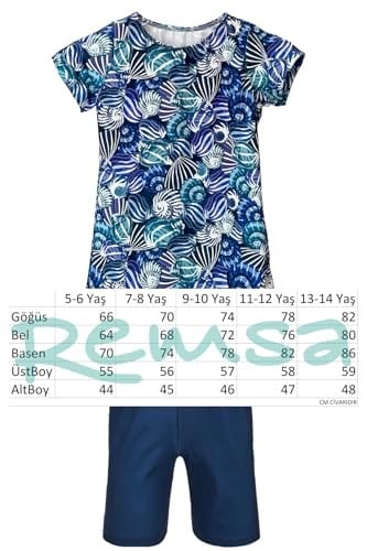 Kız Çocuk Mayo R5005 Kabuklar - Seçenekler: 5-6 Yıl, 7-8 Yıl, 9-10 Yıl