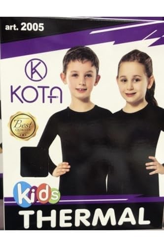 Kız-Erkek Çocuk Termal Üst Uzun Kollu, Siyah Termal Üst Uzun Kollu - Seçenekler: 13-14 Yıl, 11-12 Yıl, 9-10 Yıl, 5-6 Yıl, 7-8 Yıl, 3-4 Yıl