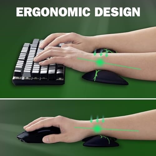Klavye Bilek Dayanağı, Bilgisayar Klavyesi ve Fare için Bellek Köpüğü Kaymaz Tabanlı Yeşil Bilek Desteği, Ağrı kesici Yazmak için Ergonomik Klavye Bilek Pedi Seti, Ofis/Dizüstü Bilgisayar/PC