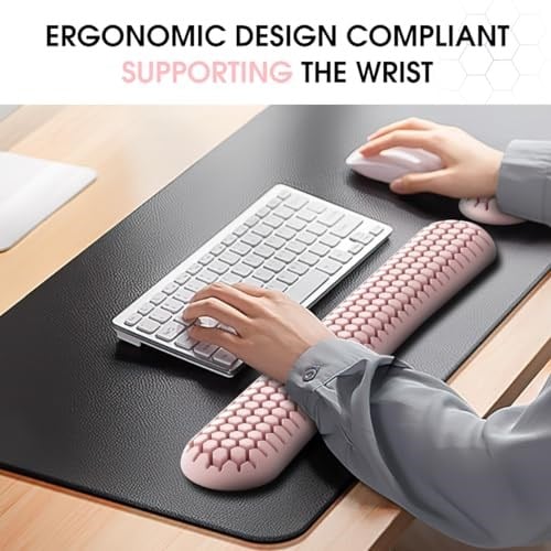 Klavye Bilek Dinlenme Seti, Petek Tasarımı, Ergonomik Bilek Fare Destek pedini kullanır. Yumuşak Silikon Yazma Bilek Ağrısını hafifletir, Ofisler, Evler, Oyunlar, Dizüstü Bilgisayarlar için Uygun