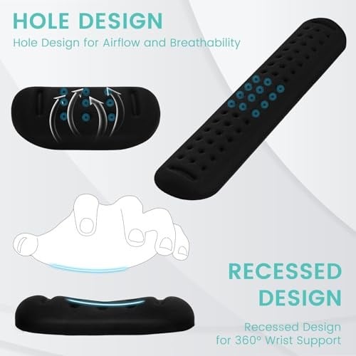 Klavye ve Fare için Yükseltilmiş İpeksi Bilek Desteği, Klavye için Ergonomik Bilek Desteği, Bellek Köpüğü Klavye Bilek Desteği Bilek Ağrısını ve Karpal Tüneli Rahatlatır (Siyah)
