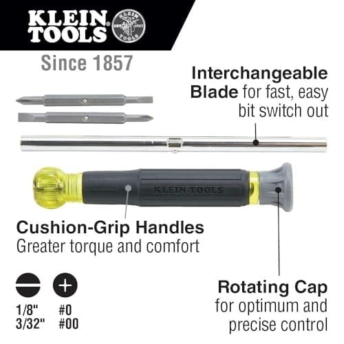 KLEIN TOOLS 4ü 1 arada elektronik tornavida, döner kapaklı, 32581, sarı/siyah