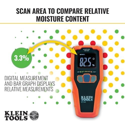 Klein Tools ET140 Malzeme Nem Ölçme Aleti Ölçüm Alanı Yapı Nemlendirme (Alan)%0 ila%100 vol Mes