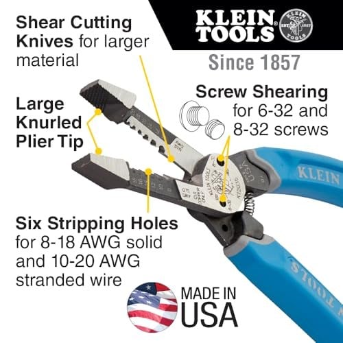 Klein Tools K12035 Klein-Kurve Kesiciler, Ağır Hizmet Tipi Tel Sıyırma Aleti, 8-18 Sağlam, 10-20 AWG Telli