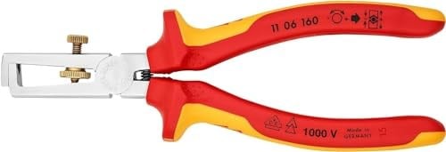 KNIPEX Açma Yaylı Sıyırma Pensesi, Üniversal Krom Kaplamalı, Çok Bileşenli Manşonlarla İzole Edilmiş, VDE Onaylı - 160 mm - 1106160
