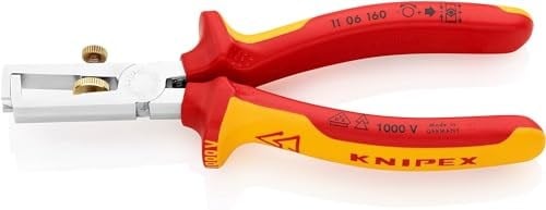 KNIPEX Açma Yaylı Sıyırma Pensesi, Üniversal Krom Kaplamalı, Çok Bileşenli Manşonlarla İzole Edilmiş, VDE Onaylı - 160 mm - 1106160