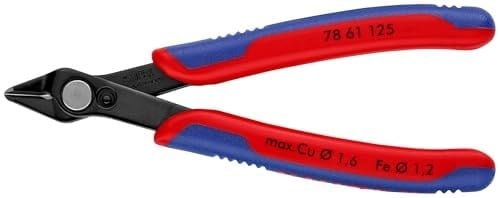 KNIPEX Elektronik Süper Kesiciler, yumuşak teller ve fiber optik kablolar için elektronik çapraz kesiciler, paslanmaya karşı perdahlanmış, 125 mm 78 61 125