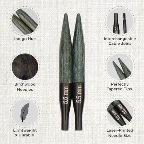 KnitPro Set değiştirilebilir yuvarlak örgü şişleri Indigo Wood Short, 3,00 mm - 6,00 mm