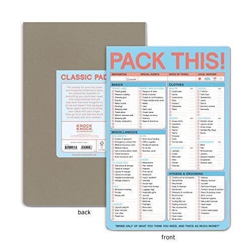 Knock Knock Pack This Pad (pastel versiyon) – Paket listesi ve seyahat aksesuarı, 15,2 x 22,9 cm