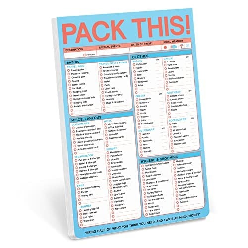 Knock Knock Pack This Pad (pastel versiyon) – Paket listesi ve seyahat aksesuarı, 15,2 x 22,9 cm
