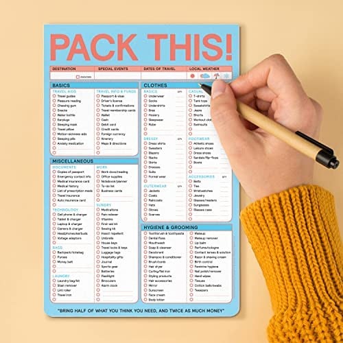 Knock Knock Pack This Pad (pastel versiyon) – Paket listesi ve seyahat aksesuarı, 15,2 x 22,9 cm