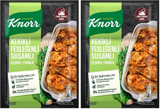 Knorr Çeşni Kekikli Susamlı Fesleğenli Çeşnile Fırınla 29 g 2li paket