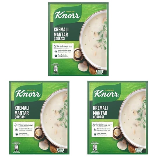 Knorr Hazır Çorba Kremalı Mantar 4 Kişilik, 63 g 3lü paket