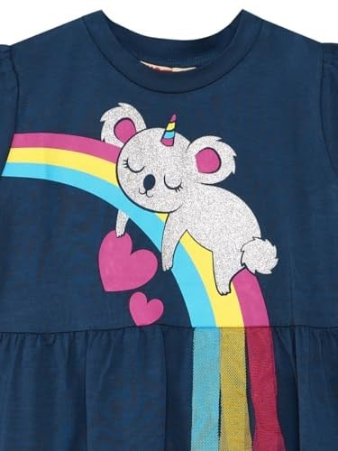 Koala Pamuklu Penye Kız Çocuk Lacivert Elbise