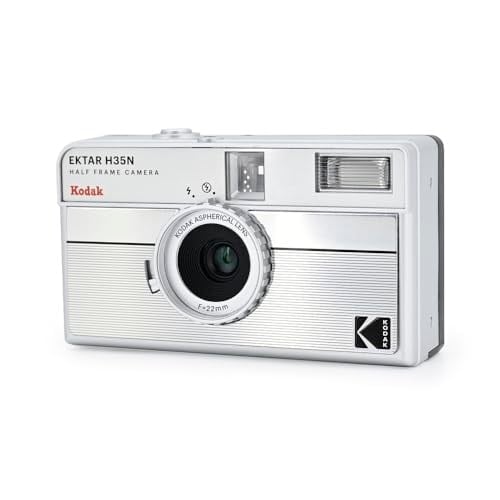 KODAK EKTAR H35N Yarım Çerçeve Film Kamera, 35 mm, Yeniden Kullanılabilir, Odaksız, Ampul Fonksiyonu, Dahili Yıldız Filtresi, Kaplamalı Geliştirilmiş Lens (Film ve AAA Pil Dah - Seçenekler: Paket, Tek