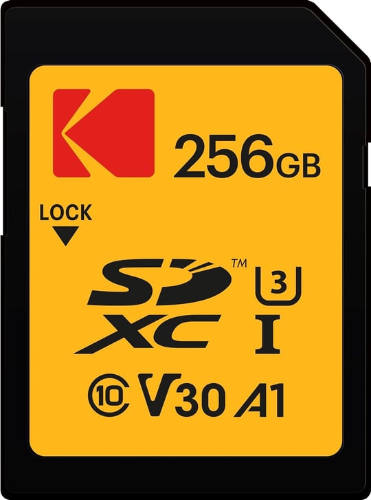 Kodak SD kart 256 GB UHS-I U3 V30 SDHC/XC – Hafıza kartı – Okuma hızı 95 MB/sye kadar – Yazma hızı maks. 85 MB/s – 4K Ultra HD Video ve HD Fotoğraf Kaydetme – SD Kart