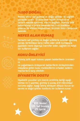 Koku Yapmayan Soket Erkek Çocuk Gümüş Çorap 3lü Paket -1