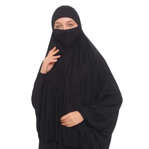 Kollu Sufle Çarşaf Üstü Peçeli Pratik Tesettür Hijab - Nikaplı Namaz Örtüsü