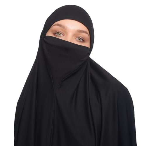 Kollu Sufle Çarşaf Üstü Peçeli Pratik Tesettür Hijab - Nikaplı Namaz Örtüsü