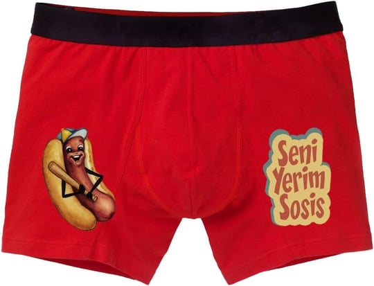 Komik Boxer- Erkek Sevgiliye Hediye Seni Yerim Sosis Komik Erkek Baksır Sevgiliye Eşe Hediye İç Giyim Komik Baksır