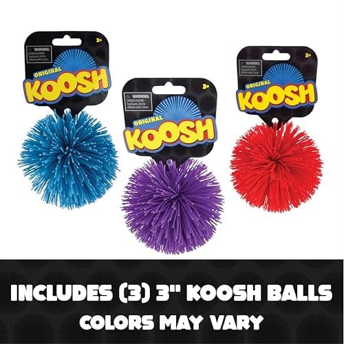 Koosh 7,62 cm Top - Çeşitli Renkler 3lü Paket - Yakalaması Kolay, Yerleştirmesi Zor - Fidget Oyuncak - 3 Yaş ve üzeri - Renkler Değişebilir