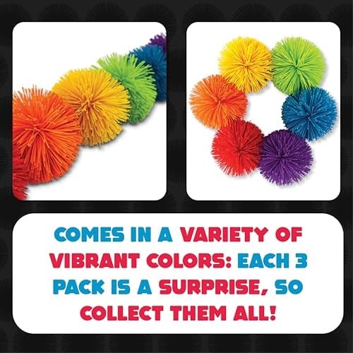Koosh 7,62 cm Top - Çeşitli Renkler 3lü Paket - Yakalaması Kolay, Yerleştirmesi Zor - Fidget Oyuncak - 3 Yaş ve üzeri - Renkler Değişebilir