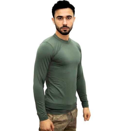 KORDAK Haki Askeri Termal Microfiber Uzun Kol Tişört- Mikrofiber HAKİ XXL