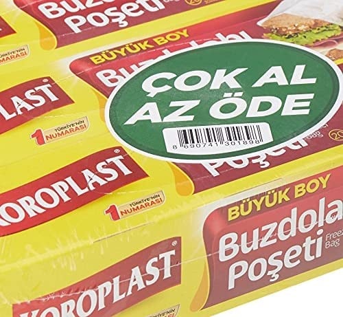 Koroplast 3lü Çok Al Az Öde Ekonomik Paket Büyük Boy 60lı Buzdolabı Poşeti, Sızdırmaz & BPA İçermez Gıda Saklama Torbası, Et, Tavuk, Balık, Sebze, Meyve, Çorba, Sos, Peynir, Kuruyemiş, Sandviç