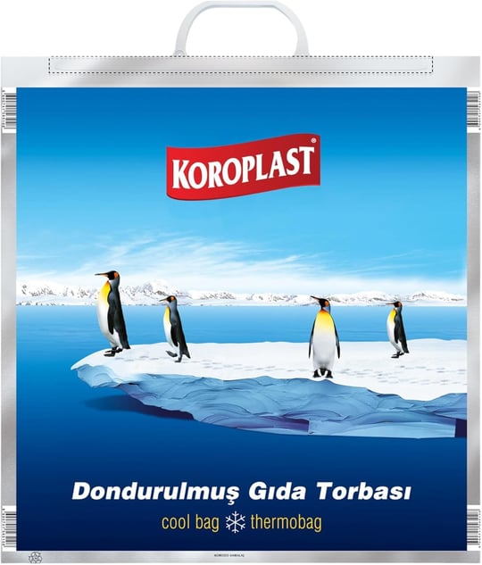 Koroplast Dondurulmuş Gıda Torbası 50x52 cm, Üç Katlı Isı Yalıtımlı Saplı Saklama Torbası, BPA İçermez, Uzun Mesafe Taşıma Kolaylığı, Dondurulmuş Gıda Saklama Poşeti, Koku Hapsi, Isı Yalıtımlı Çanta