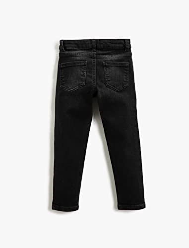 Kot Pantolon Düz Paça Normal Bel - Straight Jean Beli Ayarlanabilir Lastikli