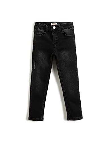 Kot Pantolon Düz Paça Normal Bel - Straight Jean Beli Ayarlanabilir Lastikli