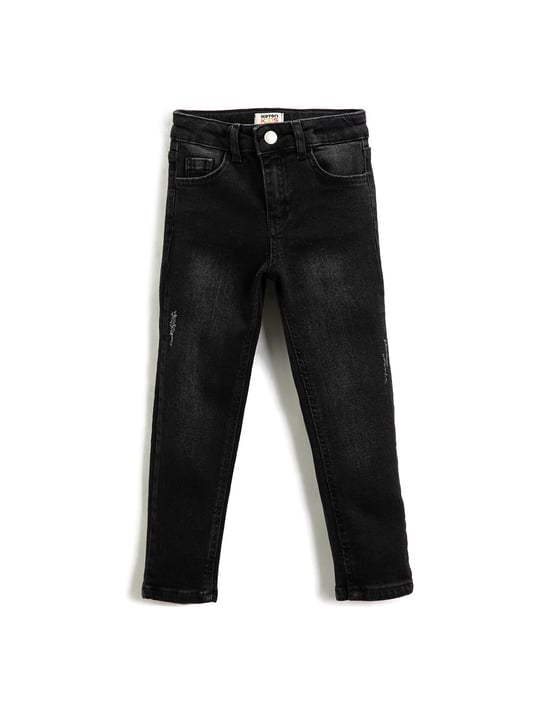 Kot Pantolon Düz Paça Normal Bel - Straight Jean Beli Ayarlanabilir Lastikli