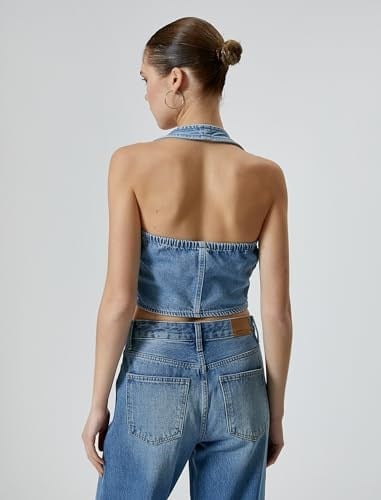 Kot Üst Halter Yaka Düğmeli