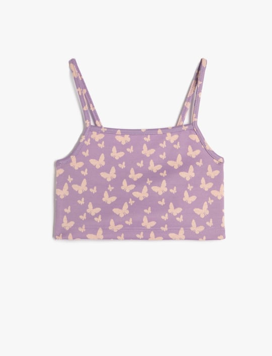Koton Atlet Crop Kelebek Desenli İnce Askılı