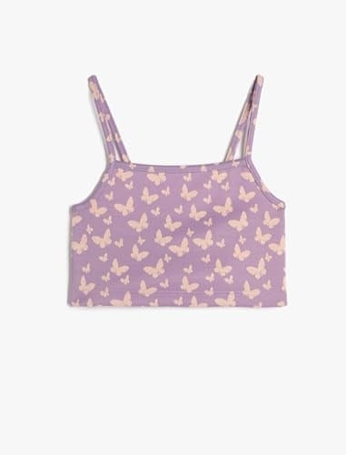 Koton Atlet Crop Kelebek Desenli İnce Askılı