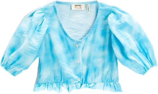 Koton Crop Bluz Balon Kollu Fırfırlı